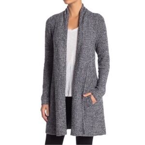 Barefoot Dreams CozyChic Lite Montecito Cardigan Dark Grey Size Large EUC